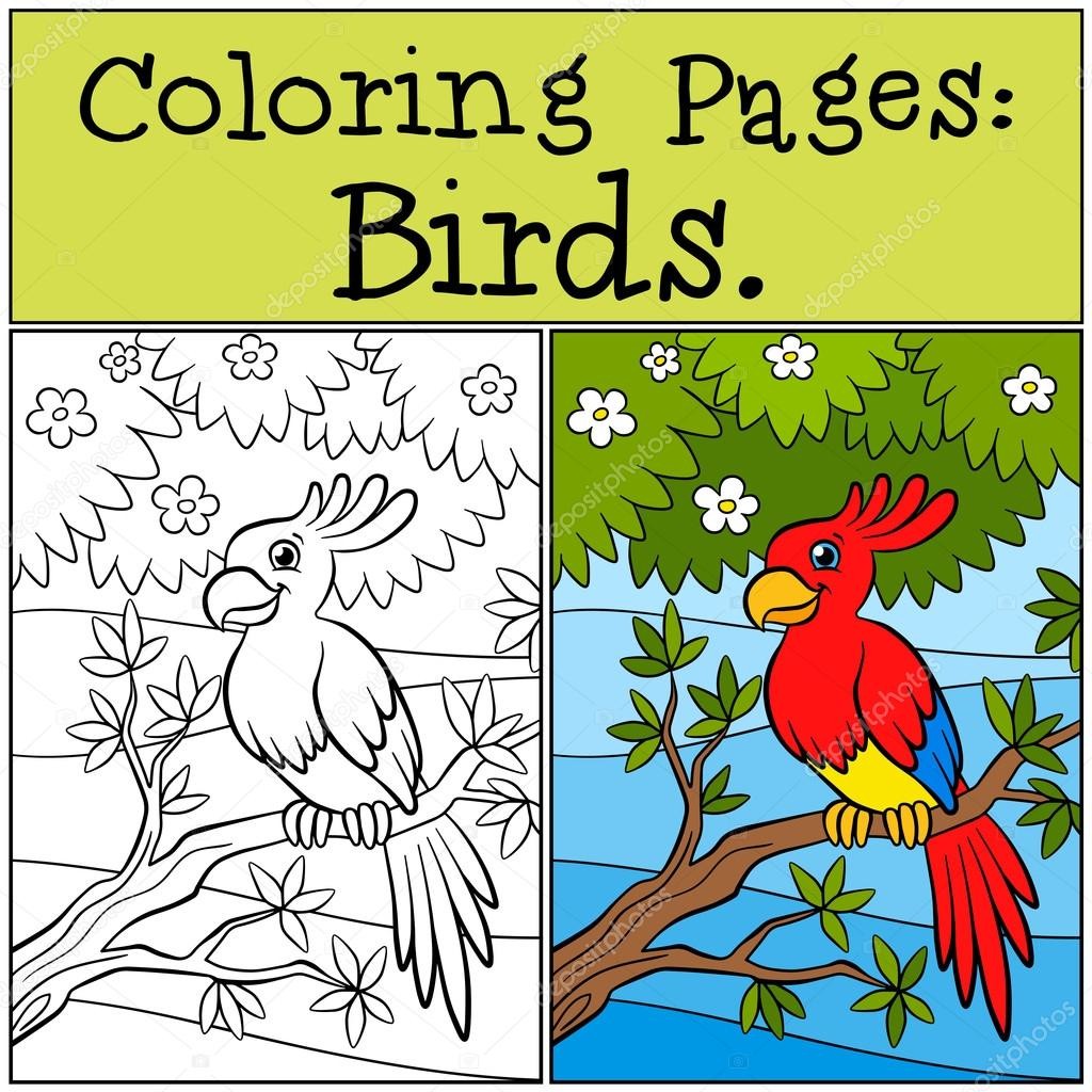 1024x1024 Unique Bird In Tree Coloring Pages