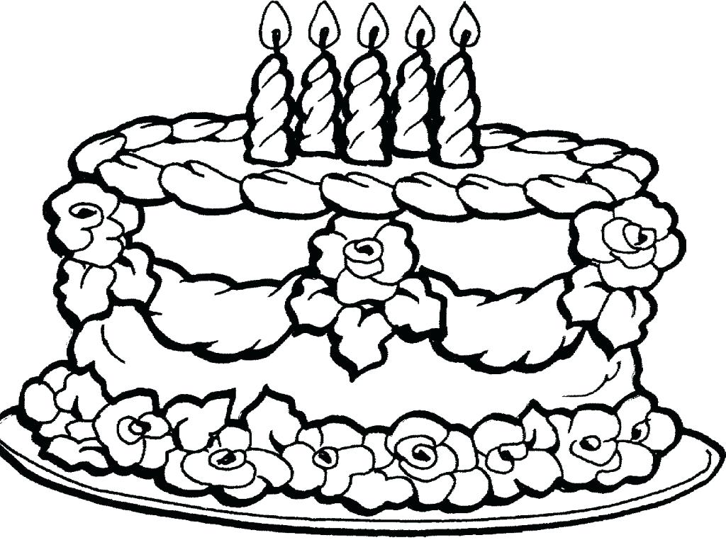 1024x762 Cake Drawing At Free For Personal Use Birthday Cake Coloring Pages