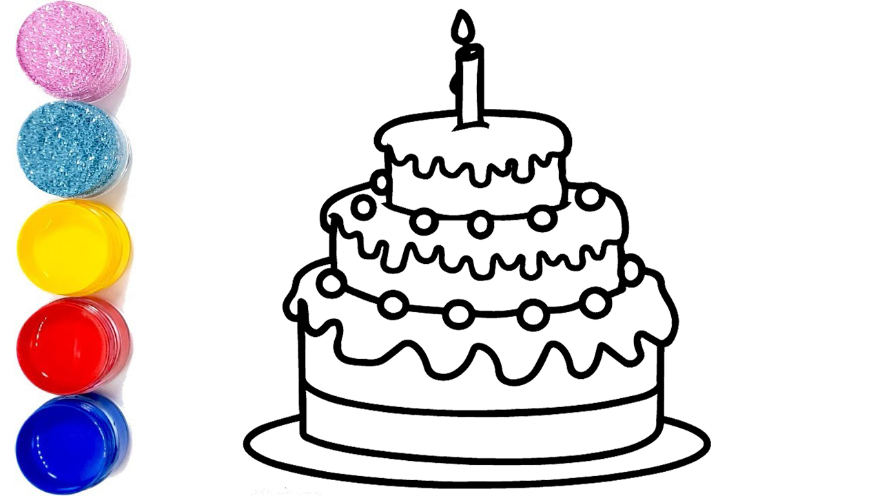 1280x720 Happy Birthday Cake Drawing How To Draw Birthday Cake For Kids