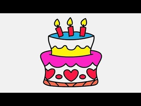 480x360 Drawing And Coloring Birthday Cake For Kids Coloring