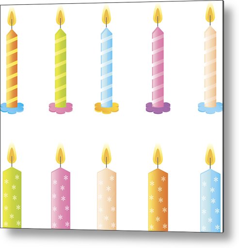 493x512 Set Of Colored Birthday Candles Isolated On White Metal Print