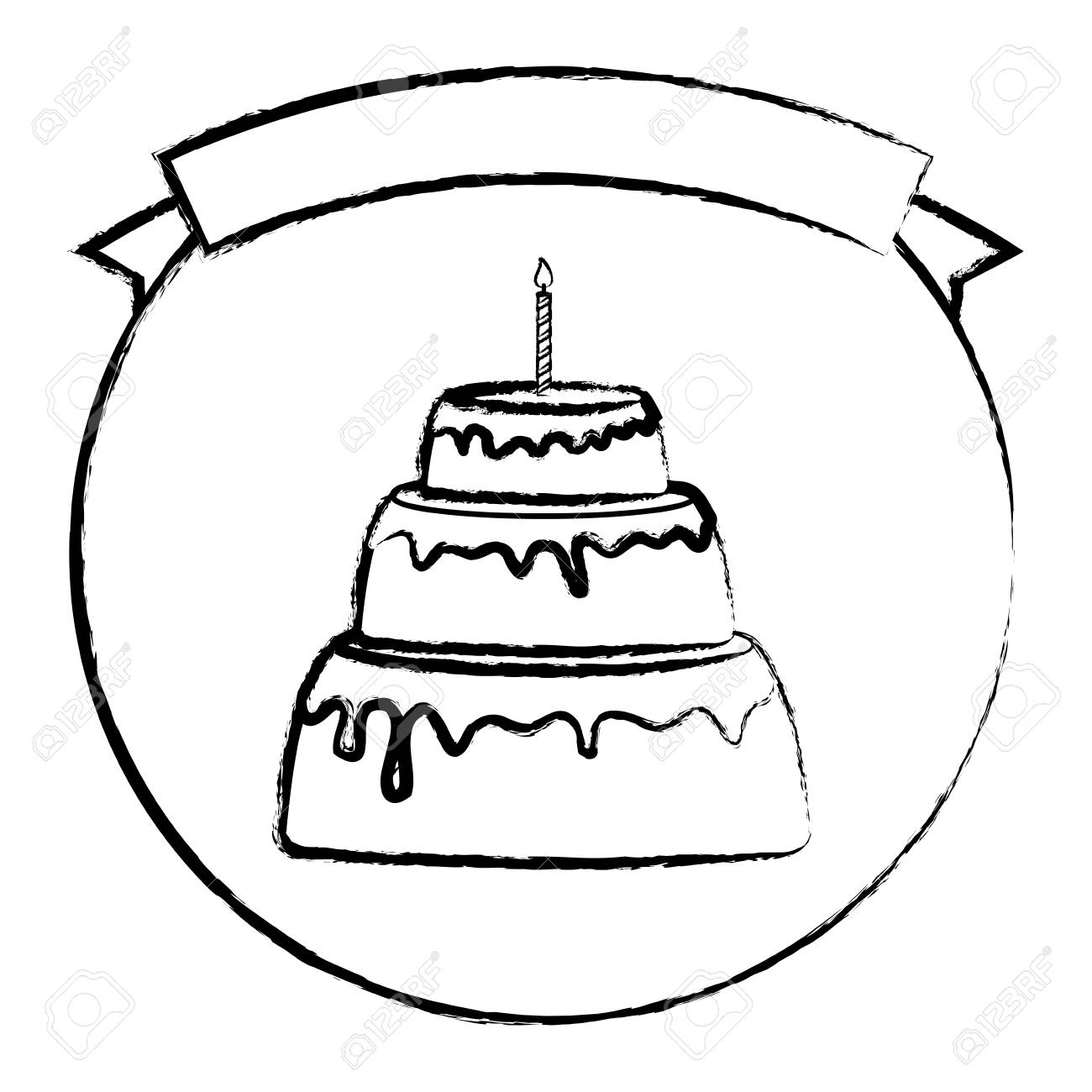 1300x1300 Birthday Cake Drawing Colour Happy How To Draw A With Candles Step
