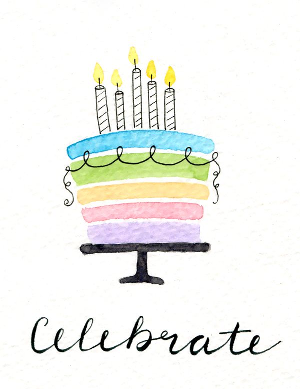600x776 Hand Drawn Birthday Card To Create In Watercolor Art