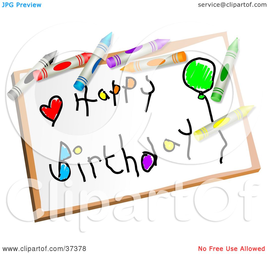 1080x1024 Clipart Illustration Of A Childs Happy Birthday Drawing Drawing