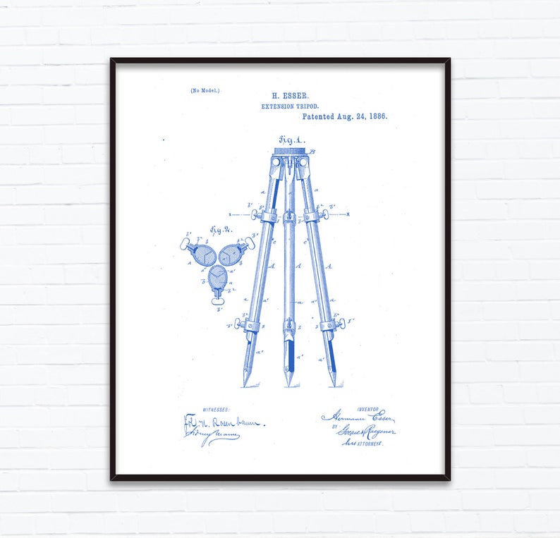 794x763 Extension Tripod Patent Drawings August Birthday Gift Ideas Etsy