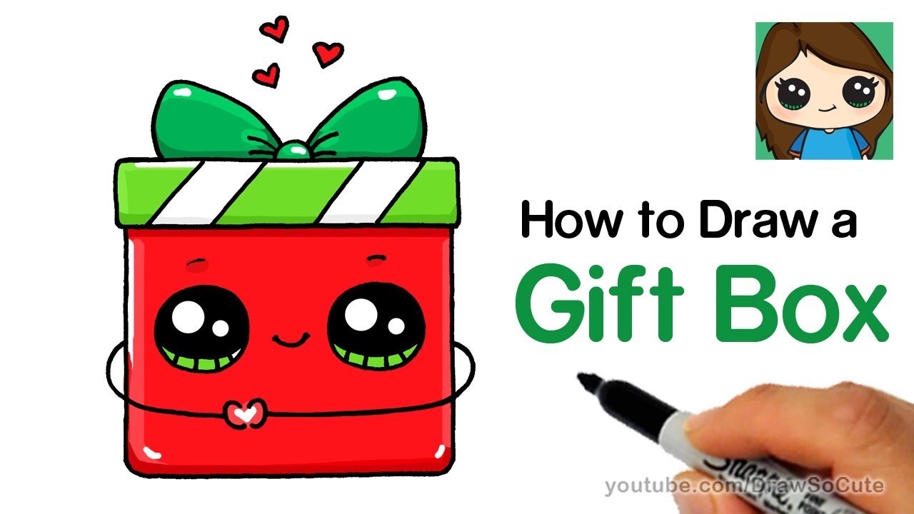 1280x720 How To Draw A Gift Box Present Easy Christmas Holiday