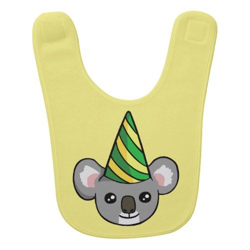 500x500 Cute Birthday Koala In Party Hat Drawing Baby Bib Cute Birthday
