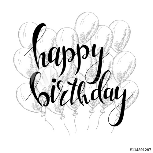 500x500 Vector Hand Lettering Happy Birthday Greeting Card