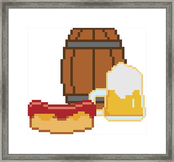 600x558 Beer Pixel Art Or Bit Style Framed Print
