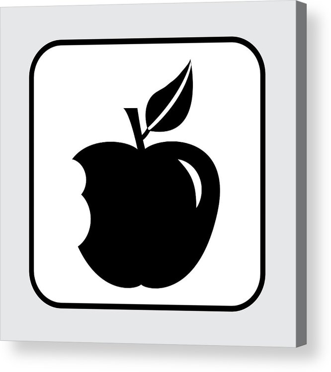 666x750 Bitten Apple Icon Black Silhouette Vector Illustration Acrylic