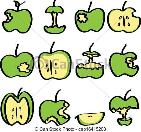 450x422 Green Bitten Apple Apple, Art, Bite, Cartoon, Clip Art, Core