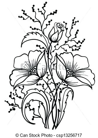335x470 Collection Of Flowers Outline Drawing Download Them And Try