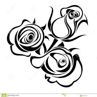 336x336 Black And White Skull Rose Drawing Flower Line Clip Art