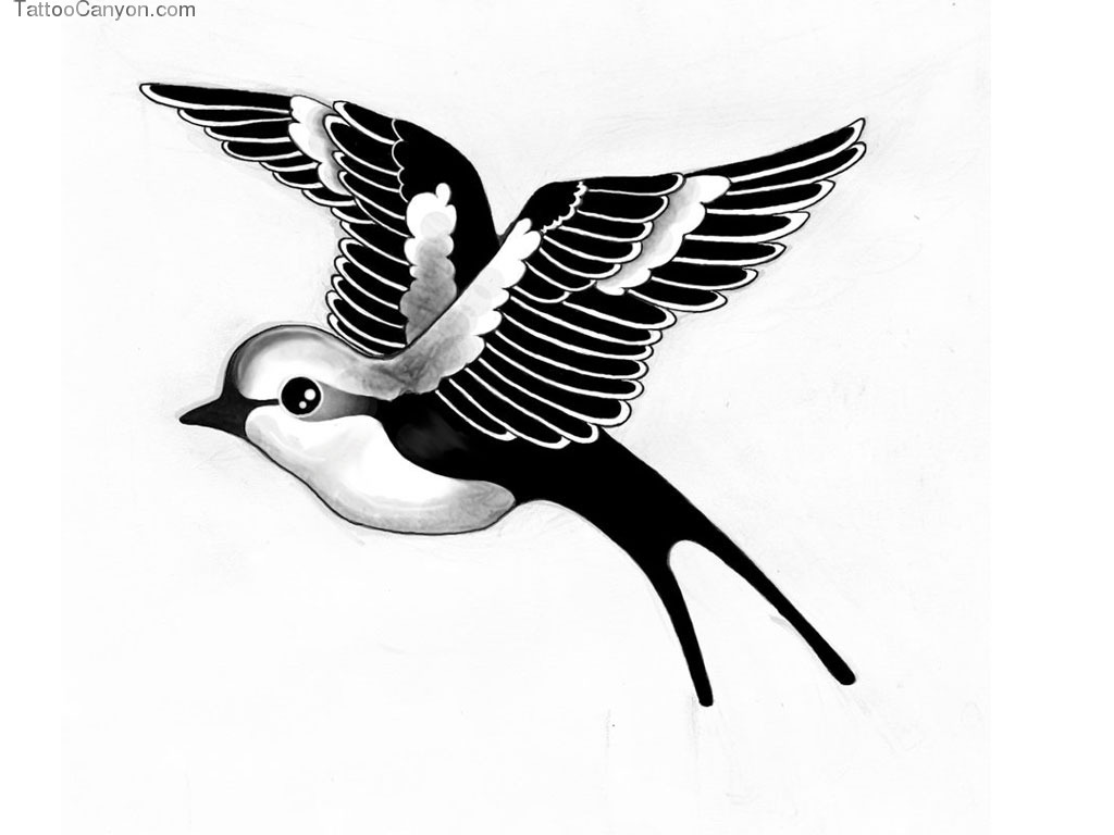 1024x768 Black And White Birds Clipart