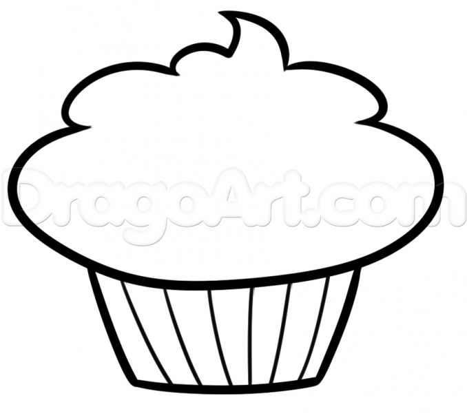 678x600 Drawn Cupcake Black And White