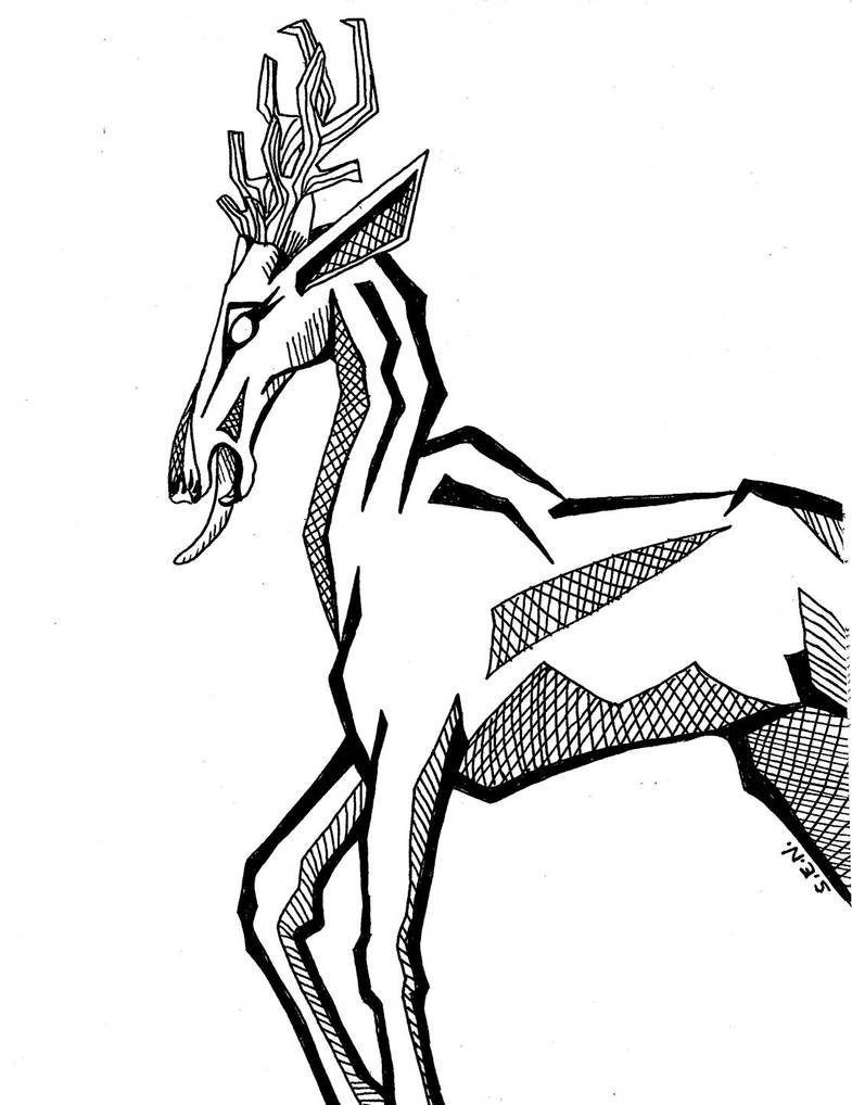 785x1018 Black And White Deer