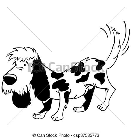 450x470 Black And White Dog Cartoon Illustration