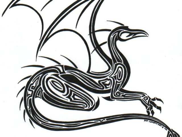 640x480 Drawing Of Tribal Dragons Tribal Dragon