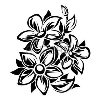 350x350 Abstract Flowers Flowers Black And White Ornament Vector