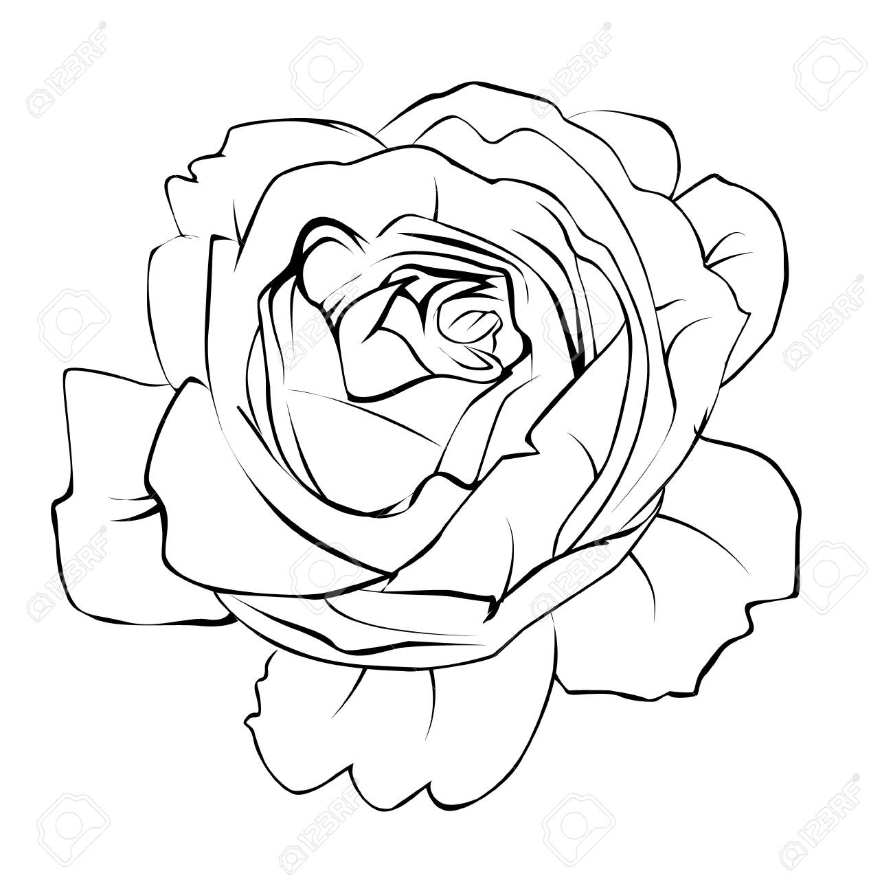 1300x1300 Black And White Drawing Of A Rose Line Tumblr Flowers Clip Art