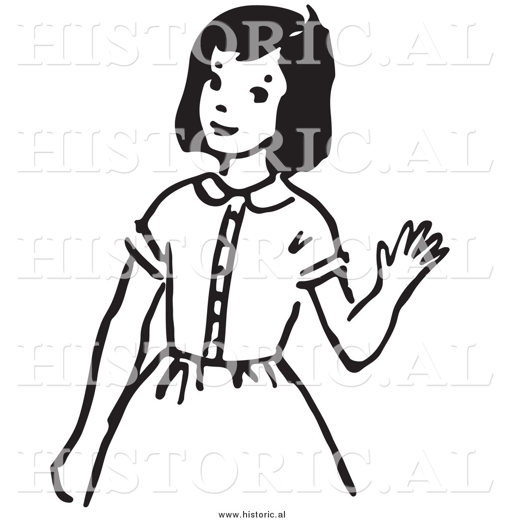 1024x1044 Clipart Of A Girl Waving Hello With Smile