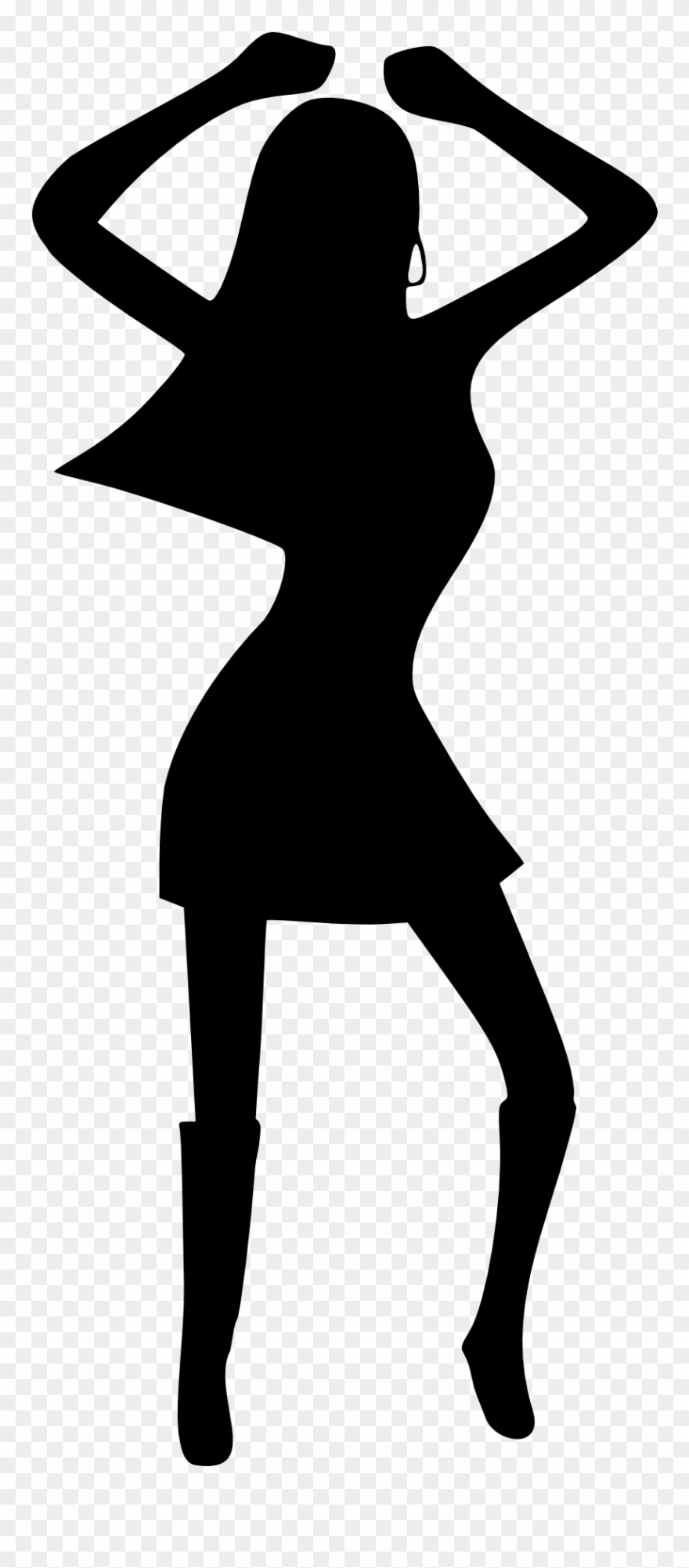 880x2001 Girl Woman Dancing Disco Black White Drawing Silhouette