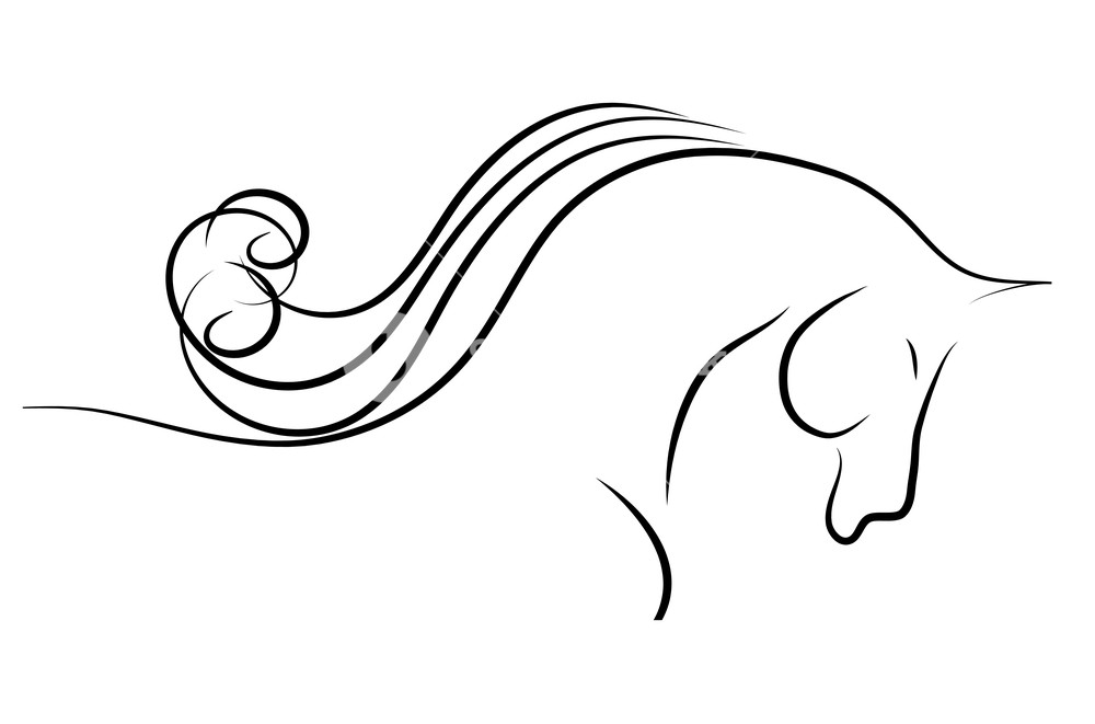 1000x661 Elegant Horse Done In Black White A Minimal Style Royalty Free