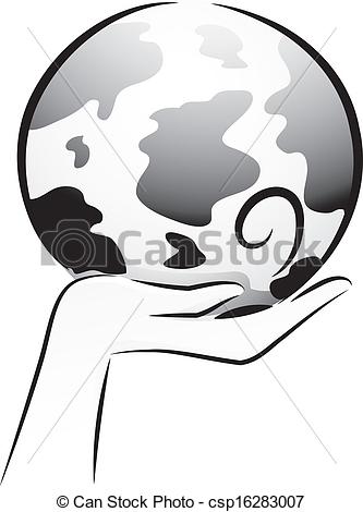 333x470 Black And White Globe Black And White Illustration Of A Hand
