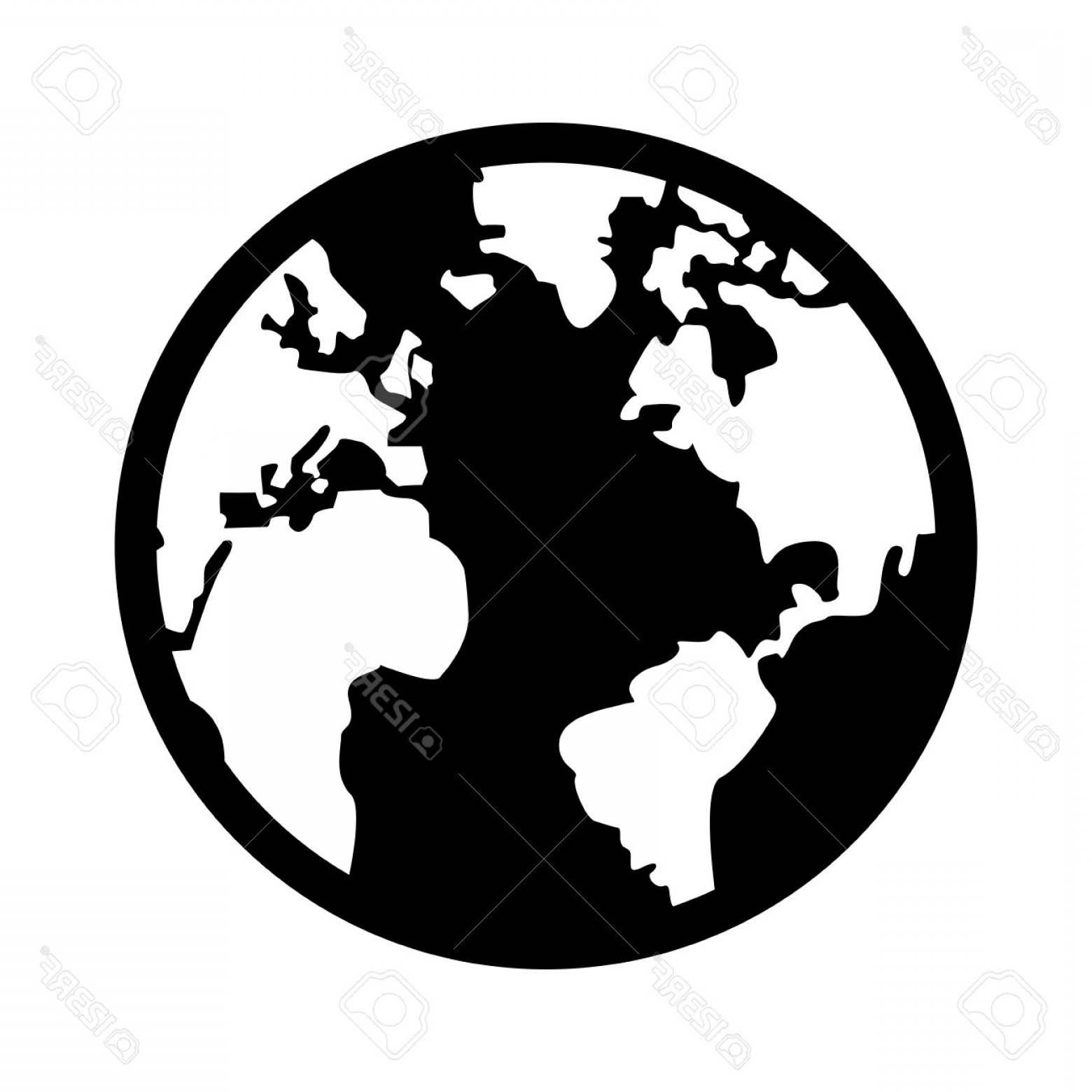 1560x1560 Photostock Vector Black And White Earth Globe With Distinction