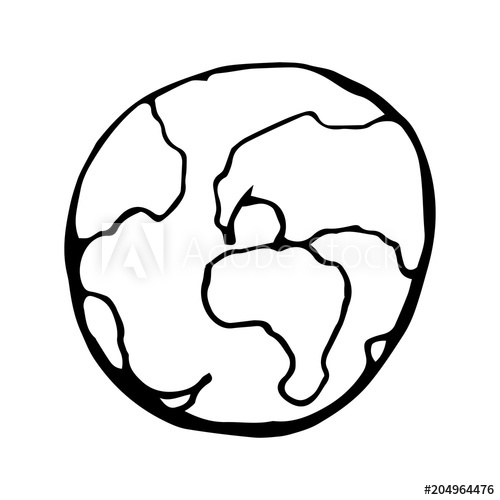 500x500 Black And White Earth Sketch In Childish Style Vector Graphic