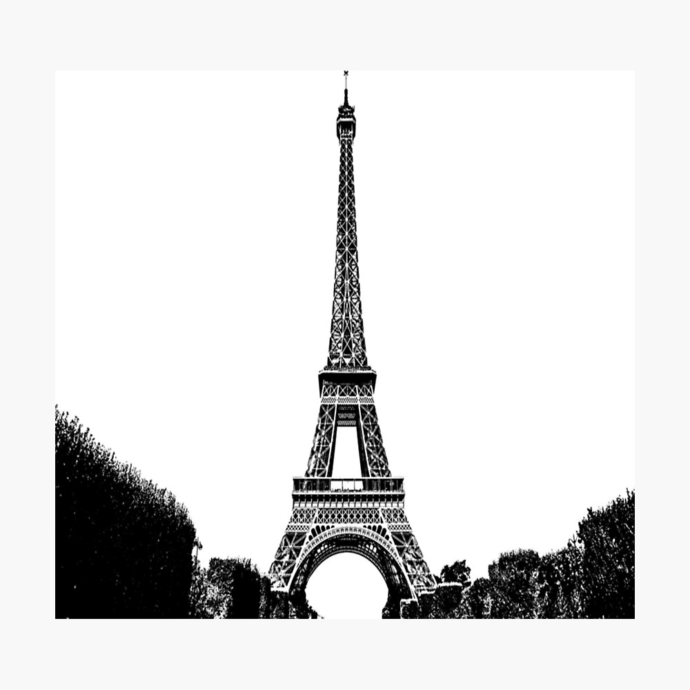 1000x1000 Eiffel Tower Black And White Drawing Photographic Print