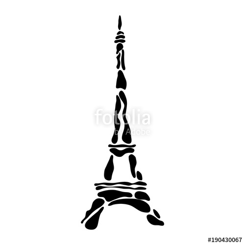 500x500 Abstract Black Eiffel Tower Silhouette Drawn With Bubbles