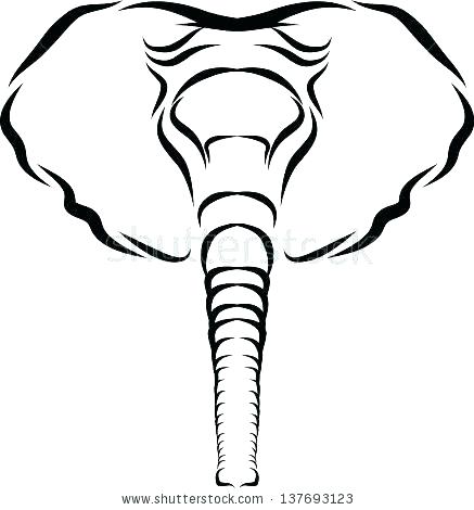 437x470 Elephant Face Outline Elephant Black And White Drawing At Baby