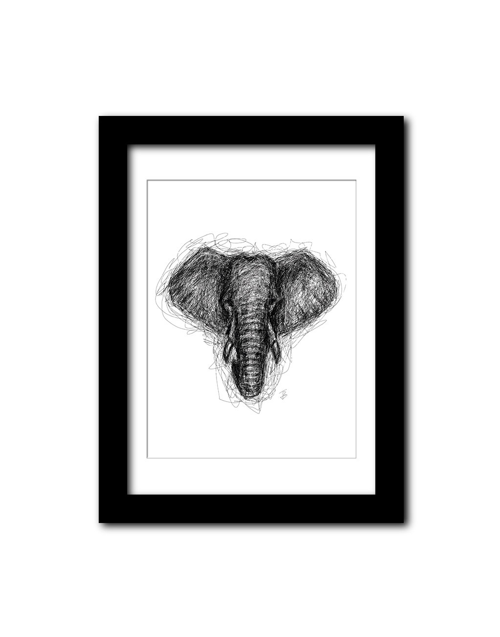 1023x1302 Elephant Print, Wall Print, Black And White, Elephant Drawing