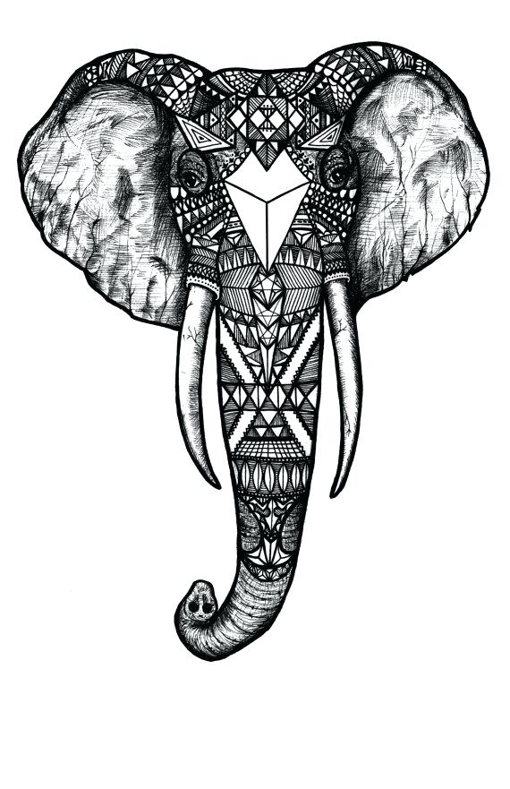 570x881 Pattern Elephant Black And White Digital Art Print Of An Original
