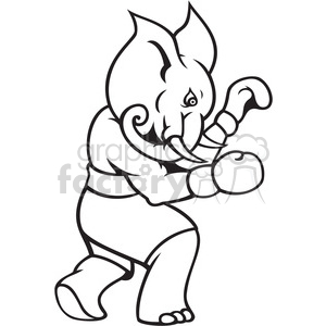 300x300 Black And White Elephant Boxing Clipart Royalty Free Clipart