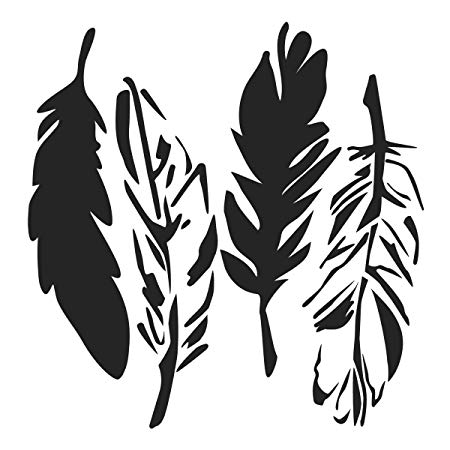 450x450 the crafter's workshop mini feathers template, black white