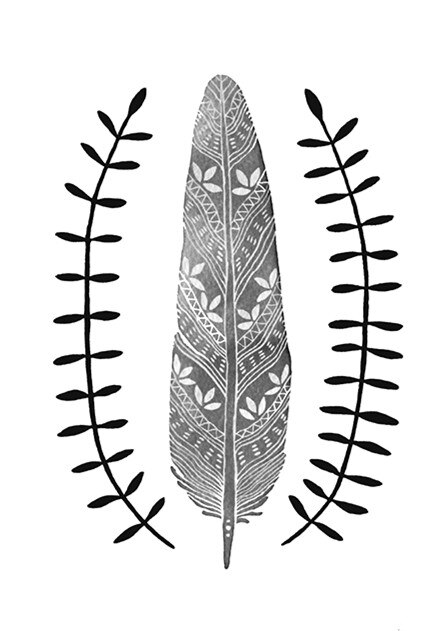 442x631 Black And White Feather Nordic Simple Decoration Oil Painting