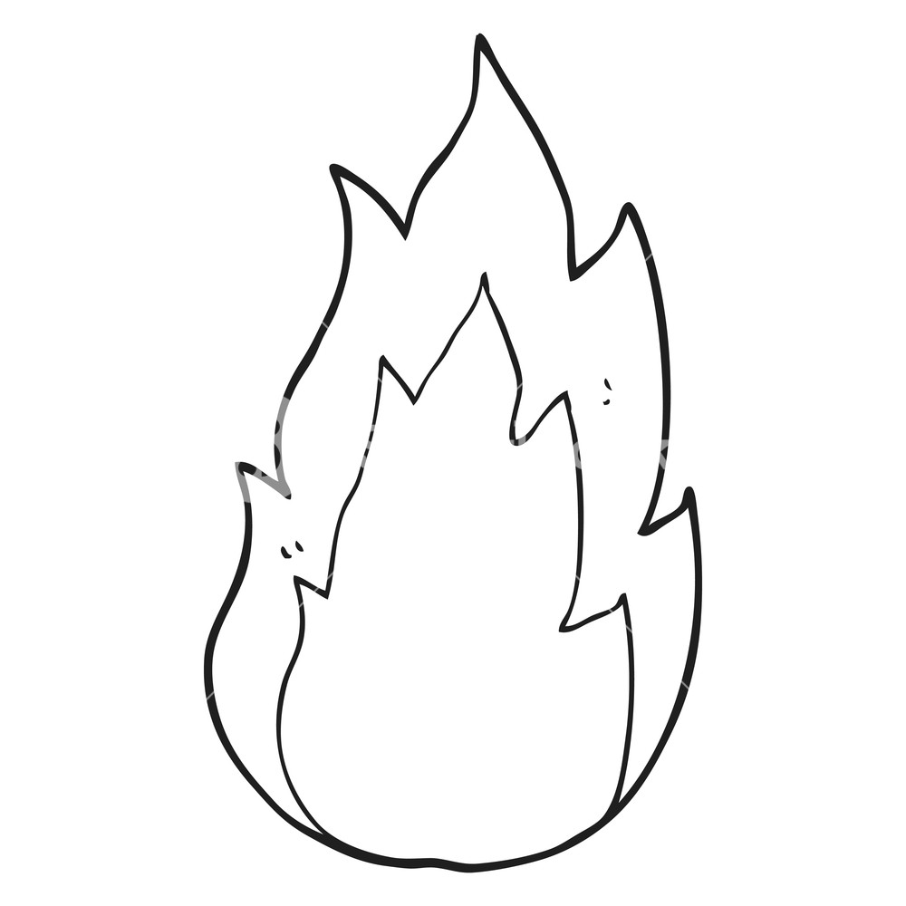 1000x1000 Freehand Drawn Black And White Cartoon Fire Royalty Free Stock
