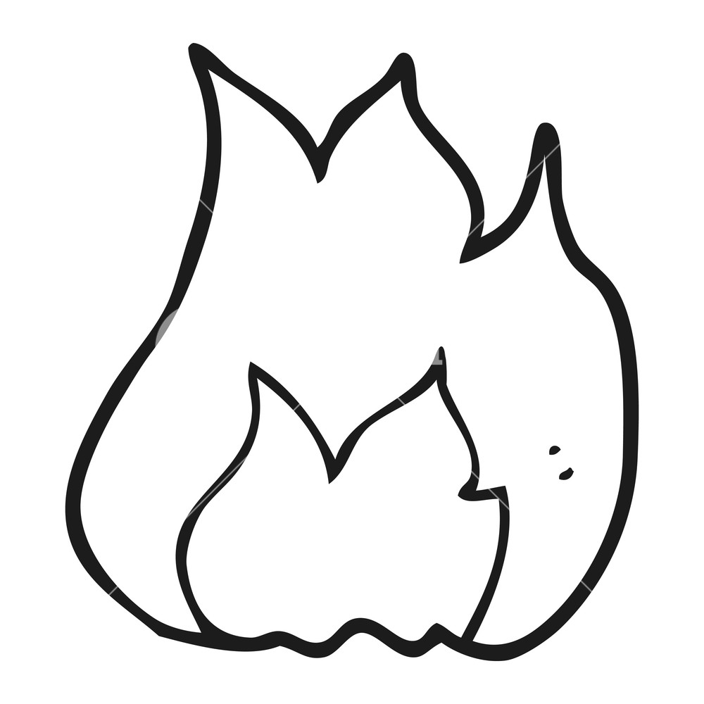 1000x1000 Freehand Drawn Black And White Cartoon Fire Symbol Royalty Free