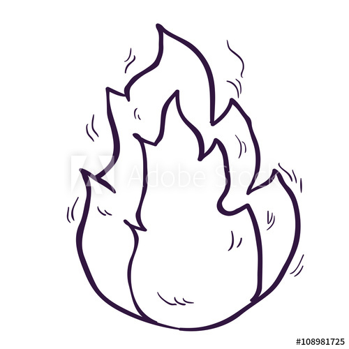 500x500 Simple Black And White Freehand Drawn Cartoon Fire