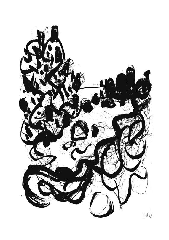 570x807 Unique Gift For Him Abstract Landscape Print Of An Original Ink