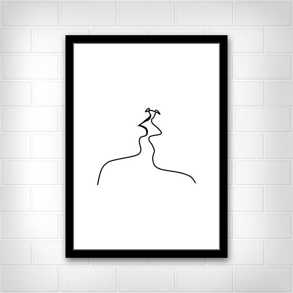 570x570 Kiss Print, One Line, Fashion Poster, Illustration Poster, Beauty