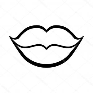 300x300 Set Of Black And White Lips Vector Clipart Lazttweet