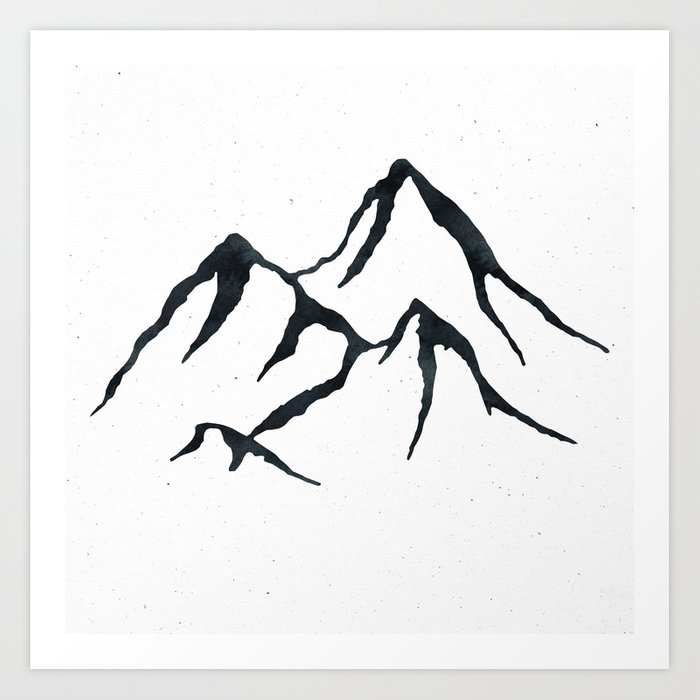 700x700 Mountains Black And White Art Print