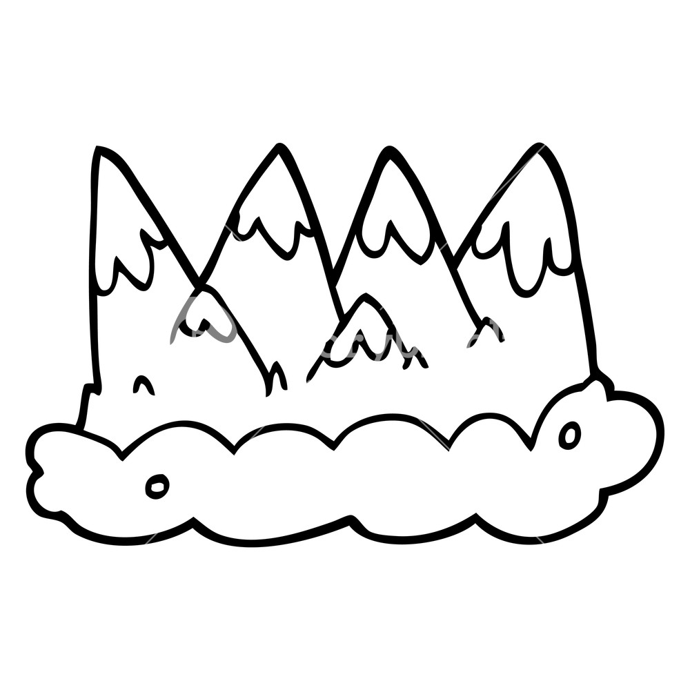 1000x1000 Black And White Cartoon Mountains Royalty Free Stock Image