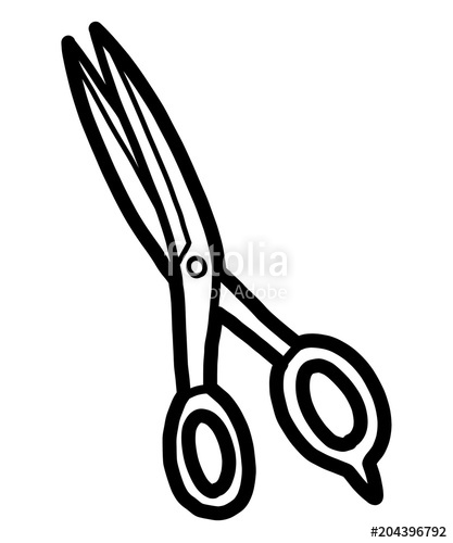417x500 Scissors Cartoon Vector And Illustration, Black And White, Hand