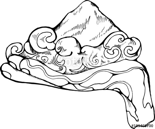 500x418 Black And White Picture Of Mountains With Clouds On Hand