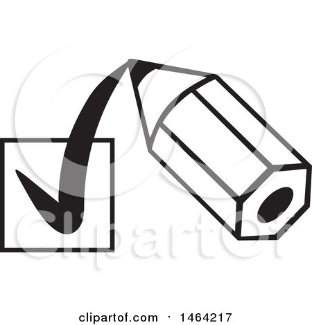450x470 Clipart Of A Black And White Short Pencil Drawing A Check Mark