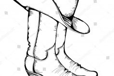 236x157 Simple Cowboy Drawing In Color Boot Black And White Pencil